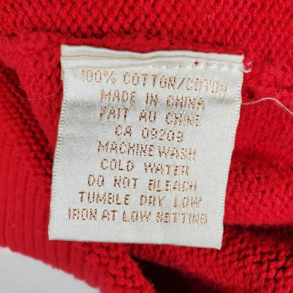 Vintage 90s Embroidered Knit Full Zip Vest Polar Bears Red Large cleo - Picture 13 of 15